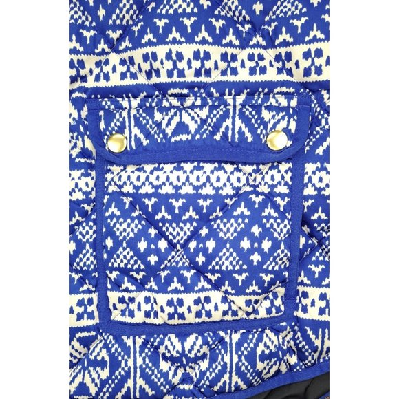 J. Crew Vest Down Feather Quilted Puffer Blue Snowflake Women Excursion XL Isle - Picture 3 of 7